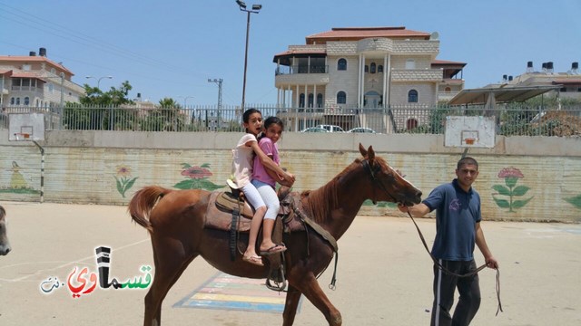 كفرقاسم - فيديو  : تعليم هواية ركوب الخيل في مدرسة جنة ابن رشد في اليوم الرابع لصيف الصادقة 